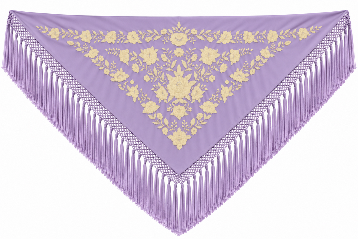 MANTON VISCOSA MARINA LILA BORDADO BEIGE
