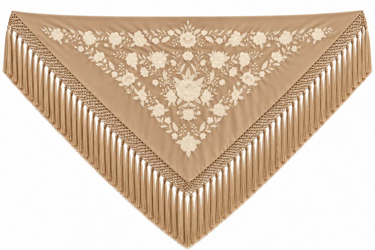 MANTON VISCOSA MARINA BEIGE BORDADO BEIGE