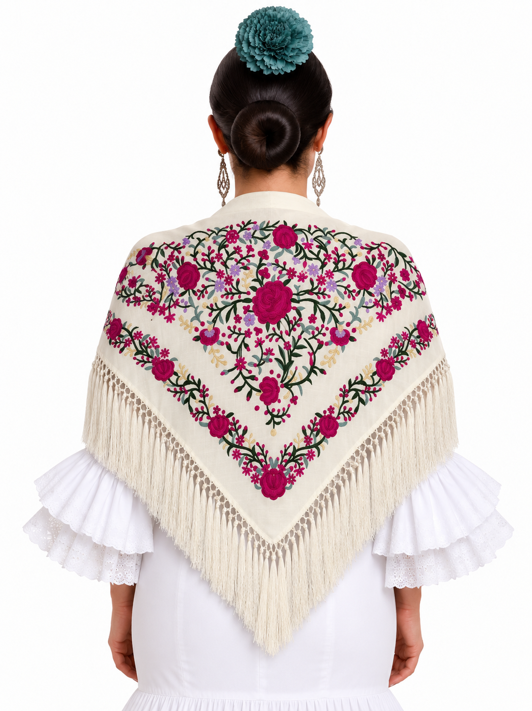 MANTON ALGODON CARMEN BEIGE BORDADO BUGANVILLA