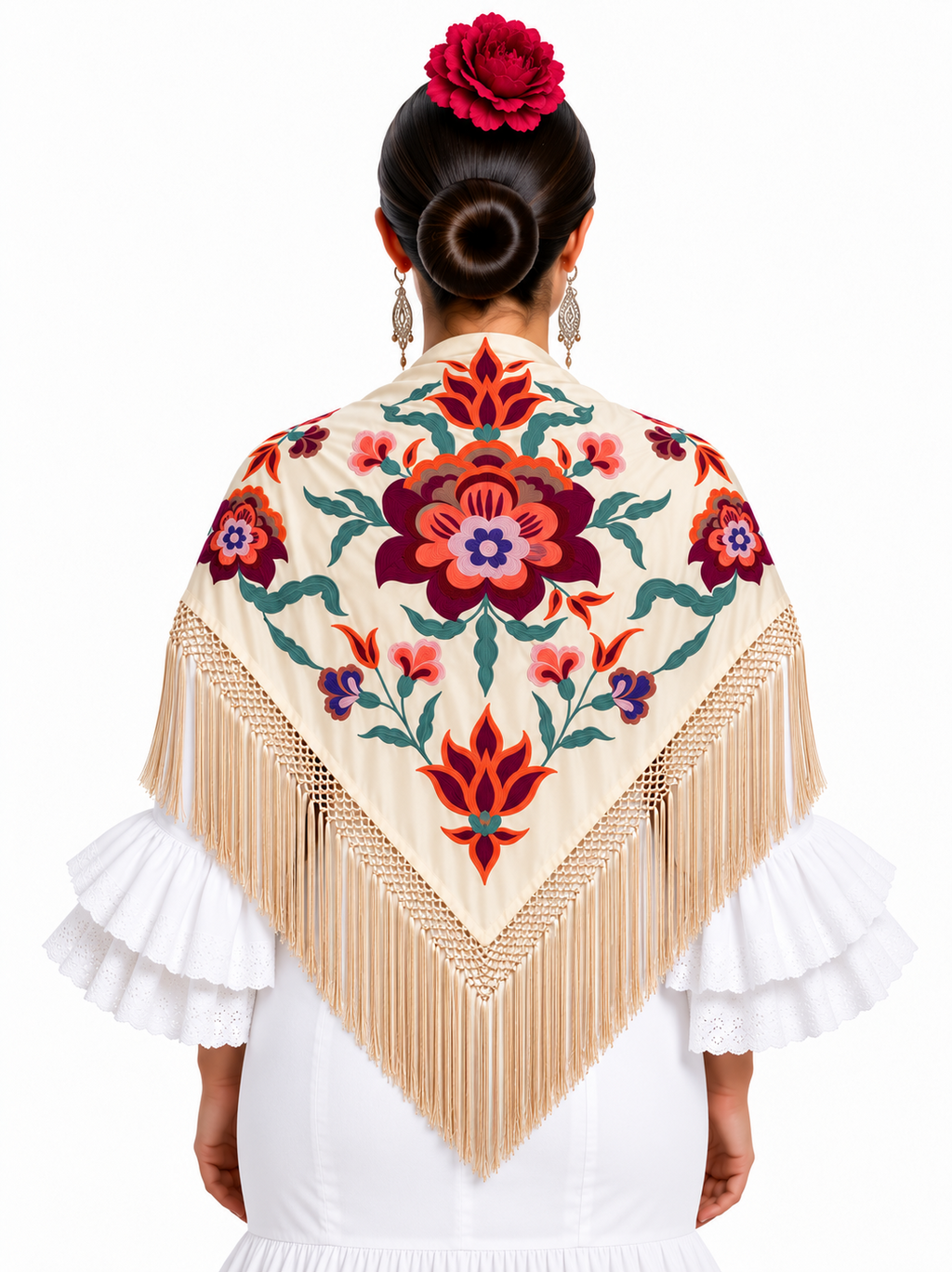 MANTON SEDA VALENTINA BEIGE BORDADO BUGANVILLA
