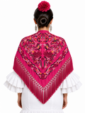MANTON ALGODON MARTA FUCSIA BORDADO BUGANVILLA