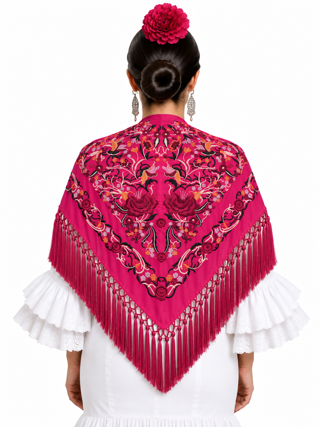 MANTON ALGODON MARTA FUCSIA BORDADO BUGANVILLA