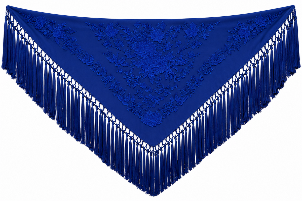 MANTON ALGODON RAQUEL AZUL MARINO AL TONO