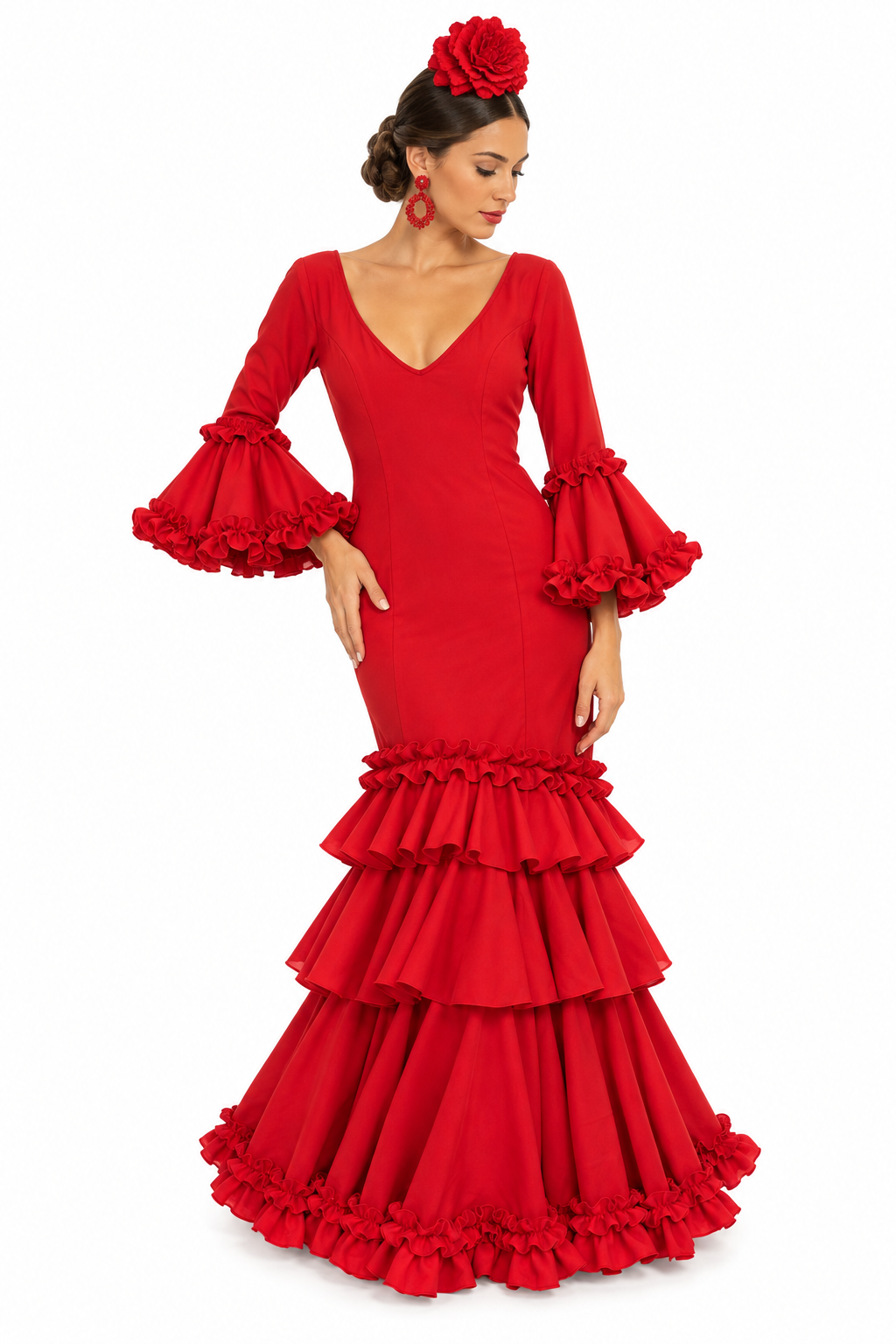 TRAJE FLAMENCA LINARES ROJO