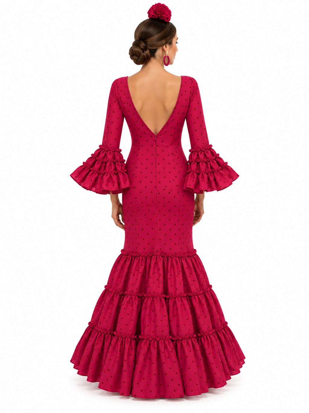 TRAJE FLAMENCA CANDELA FRESA LUNAR FRAMBUESA