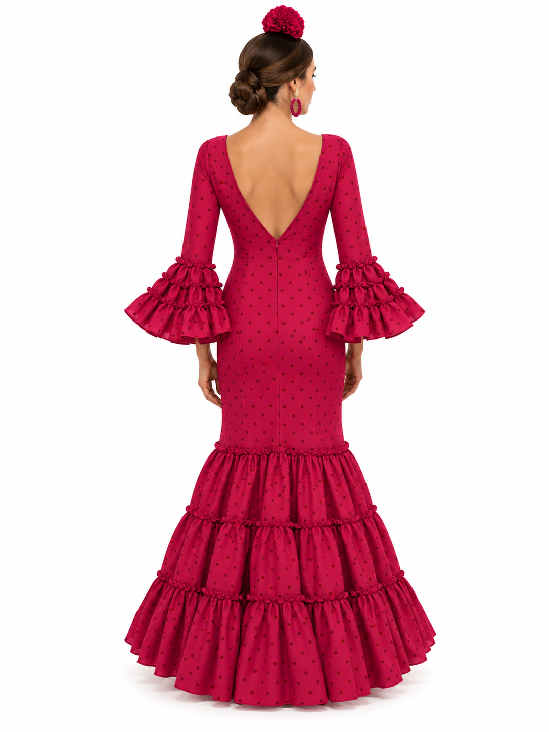 TRAJE FLAMENCA CANDELA FRESA LUNAR FRAMBUESA