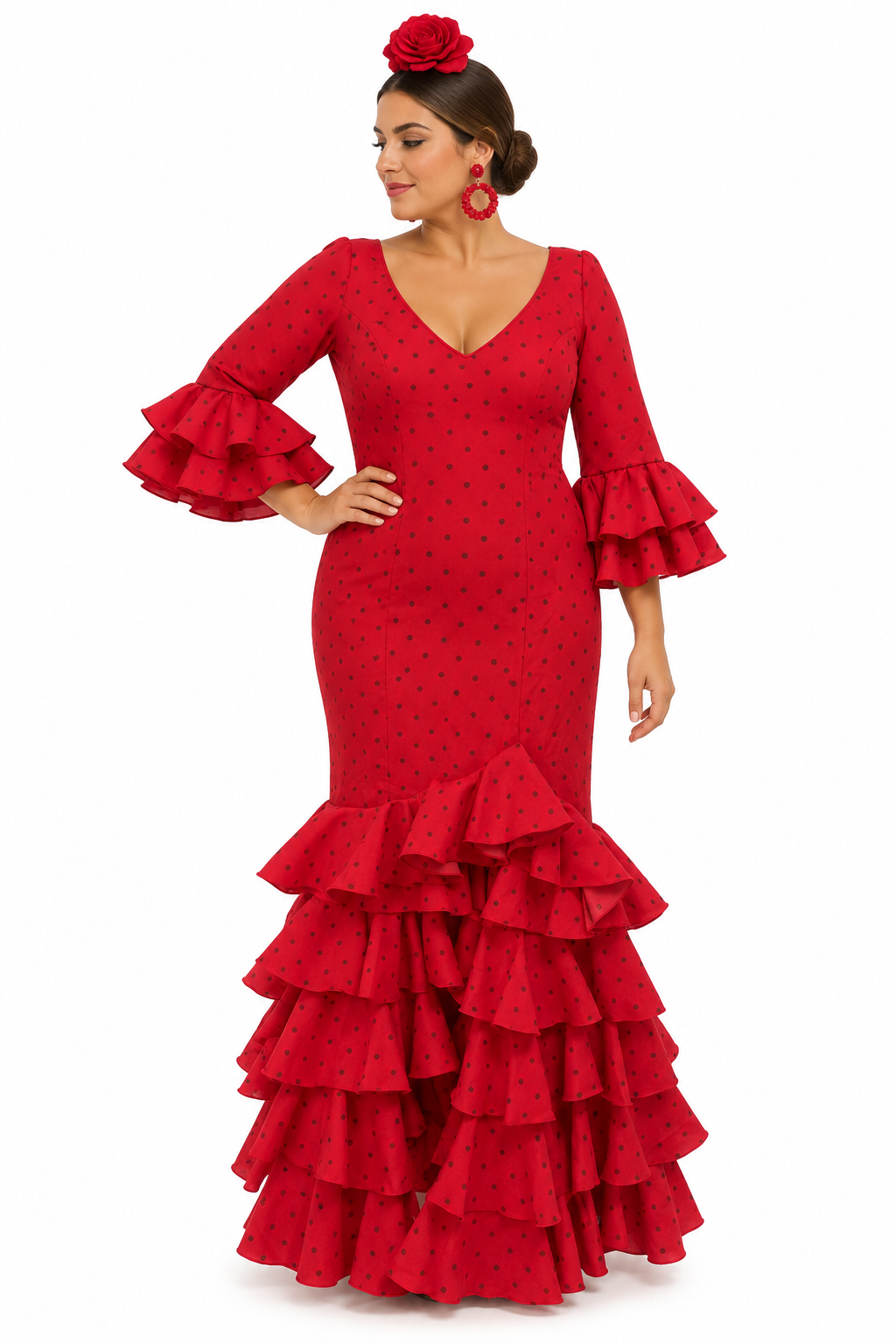 TRAJE FLAMENCA LOLA ROJO LUNAR ROJO