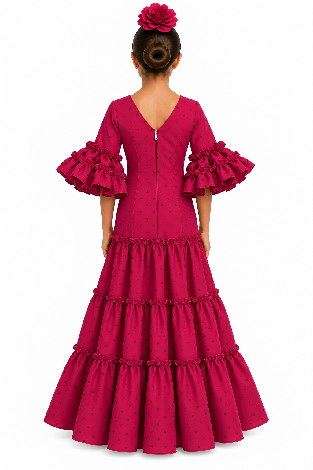 TRAJE FLAMENCA CORDOBA NIÑA FRESA LUNAR FRAMBUESA