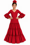 TRAJE FLAMENCA CORDOBA NIÑA ROJO LUNAR BURDEOS