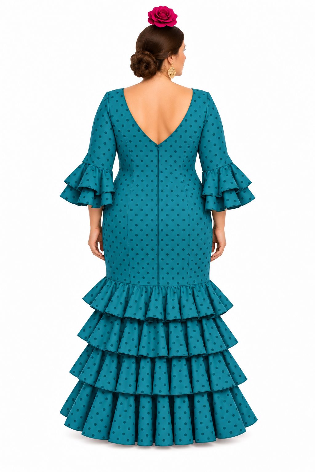 TRAJE FLAMENCA LOLITA VERDE PETROLEO LUNAR VERDE