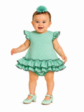 Traje flamenca bebe mariquilla verde lunar negro - Lunares del Este