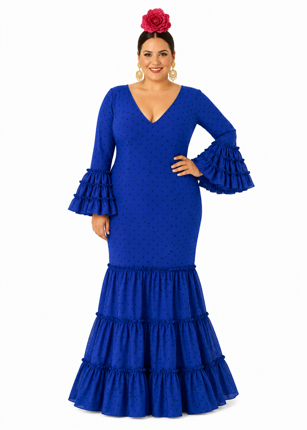 Traje flamenca cordoba azulina lunar azulina - Lunares del Este