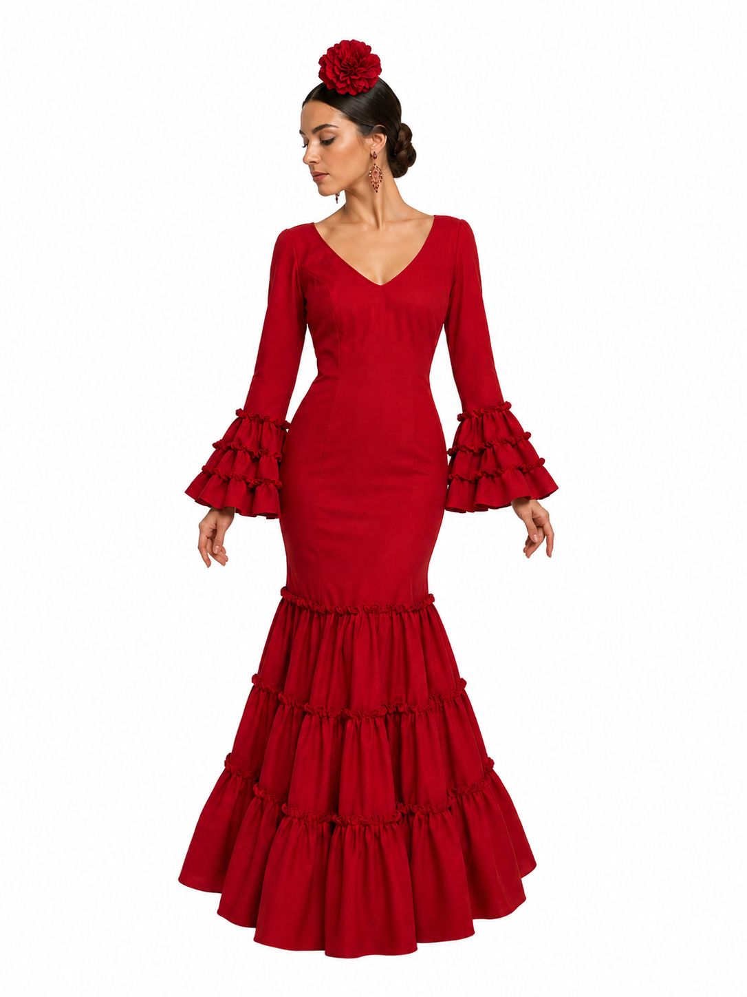 Traje flamenca cordoba rojo - Lunares del Este