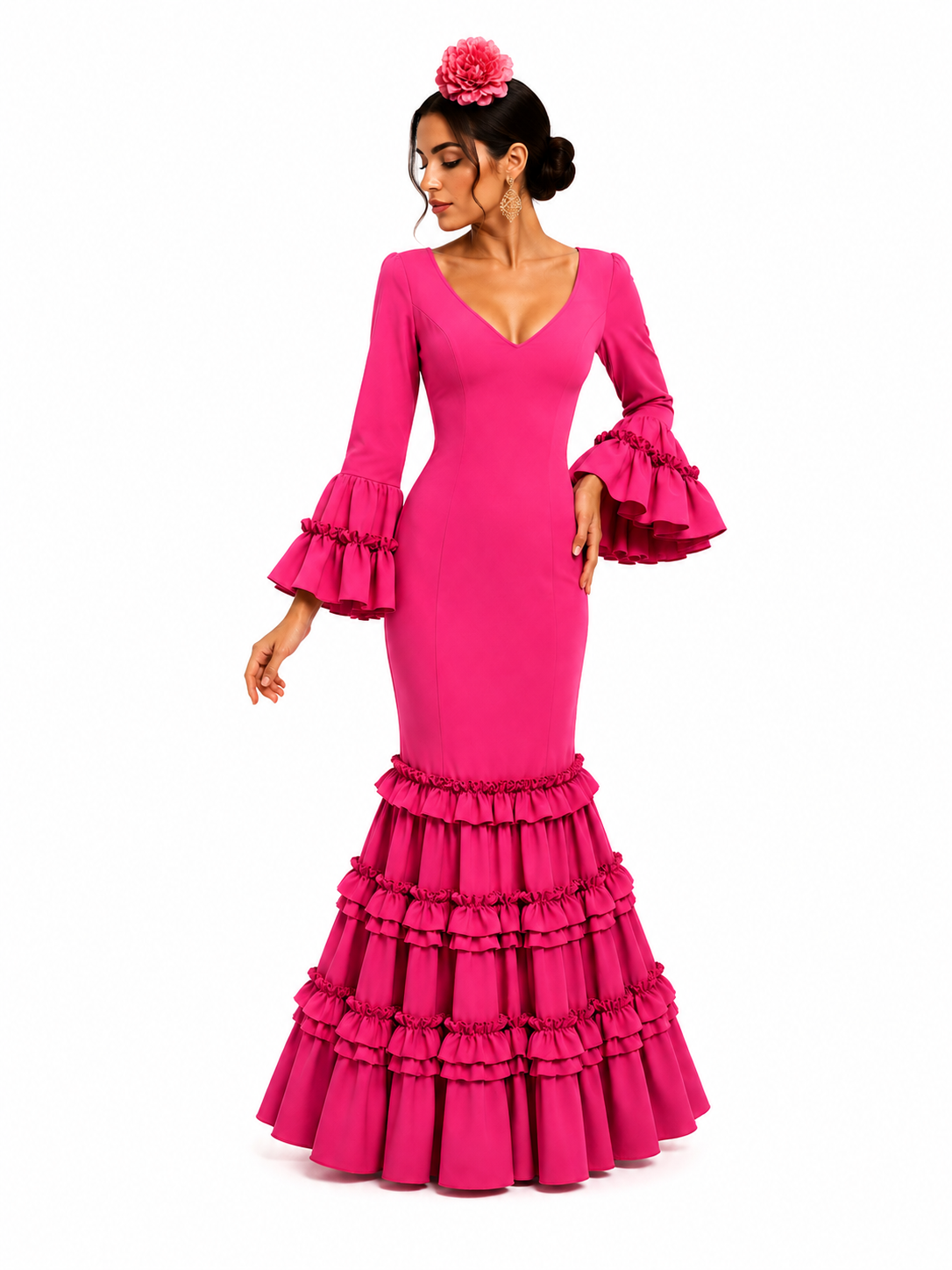 Traje flamenca granada fresa - Lunares del Este