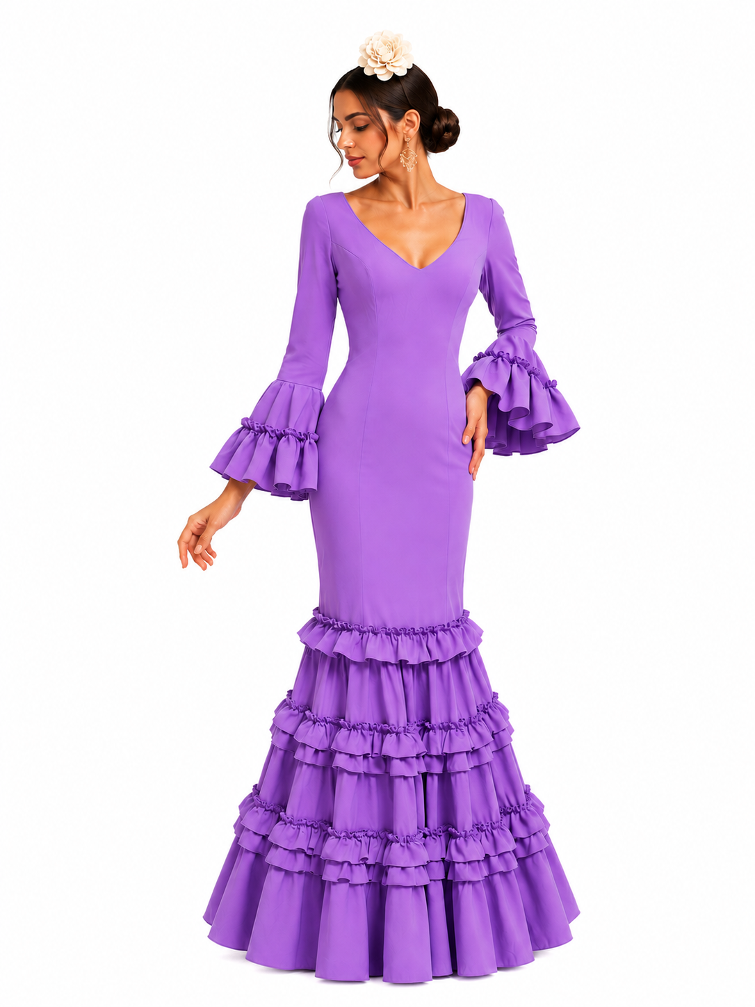 Traje flamenca granada lila - Lunares del Este