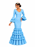 Traje flamenca granada turquesa lunar blanco - Lunares del Este