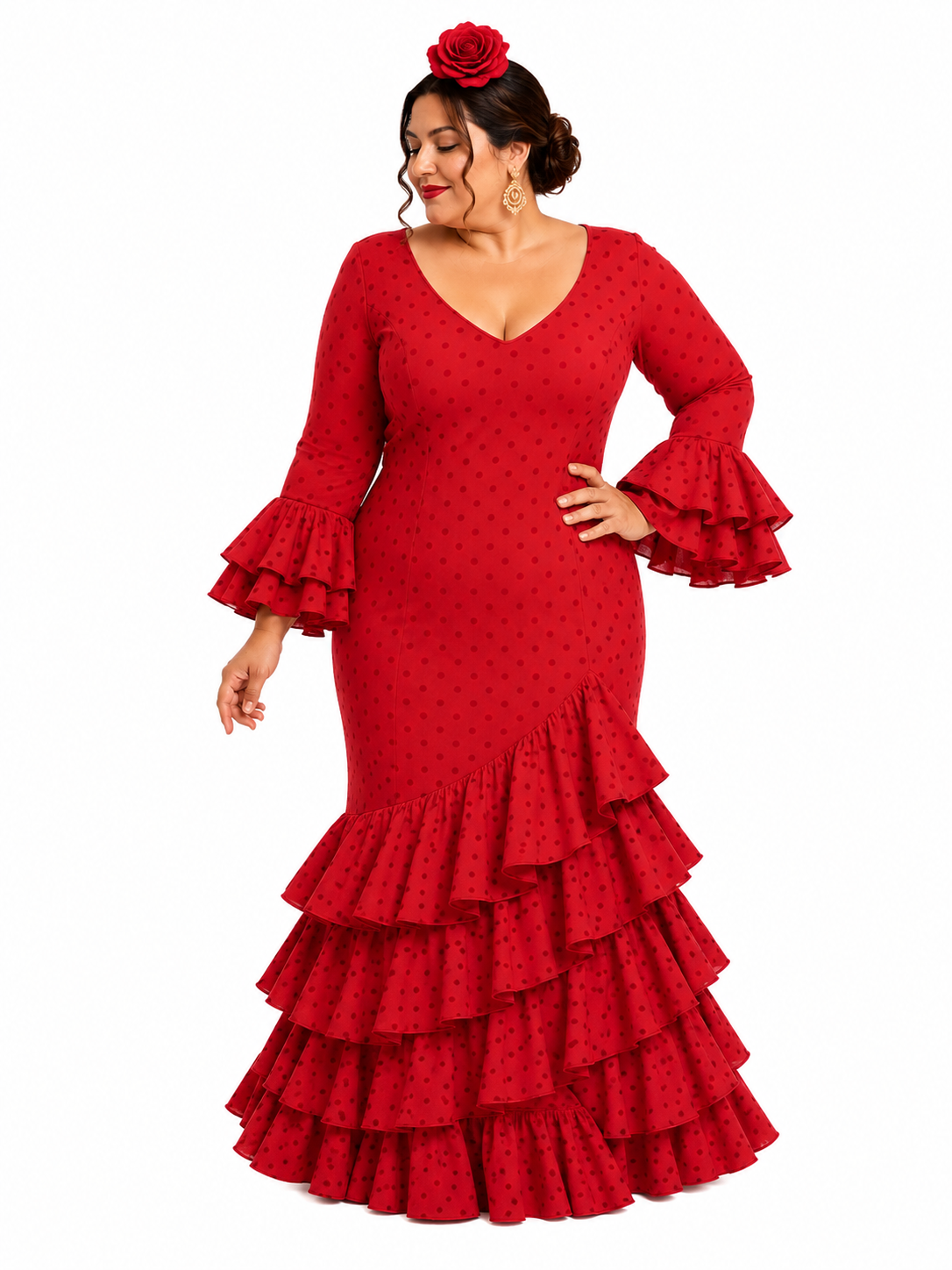 Traje flamenca lolita tg rojo lunar rojo - Lunares del Este