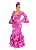 Traje flamenca malaga lila lunar rojo - Lunares del Este
