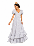 Traje flamenca marina blanco lunar negro - Lunares del Este