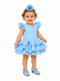 Traje flamenca bebe marisol celeste lunar celeste - Lunares del Este