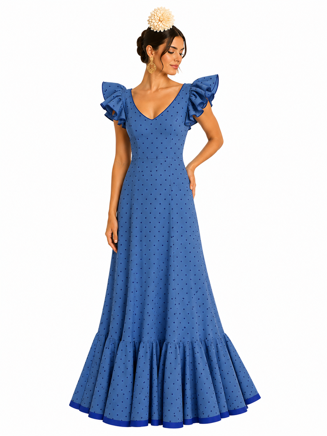 Traje flamenca princess azul lunar azul - Lunares del Este