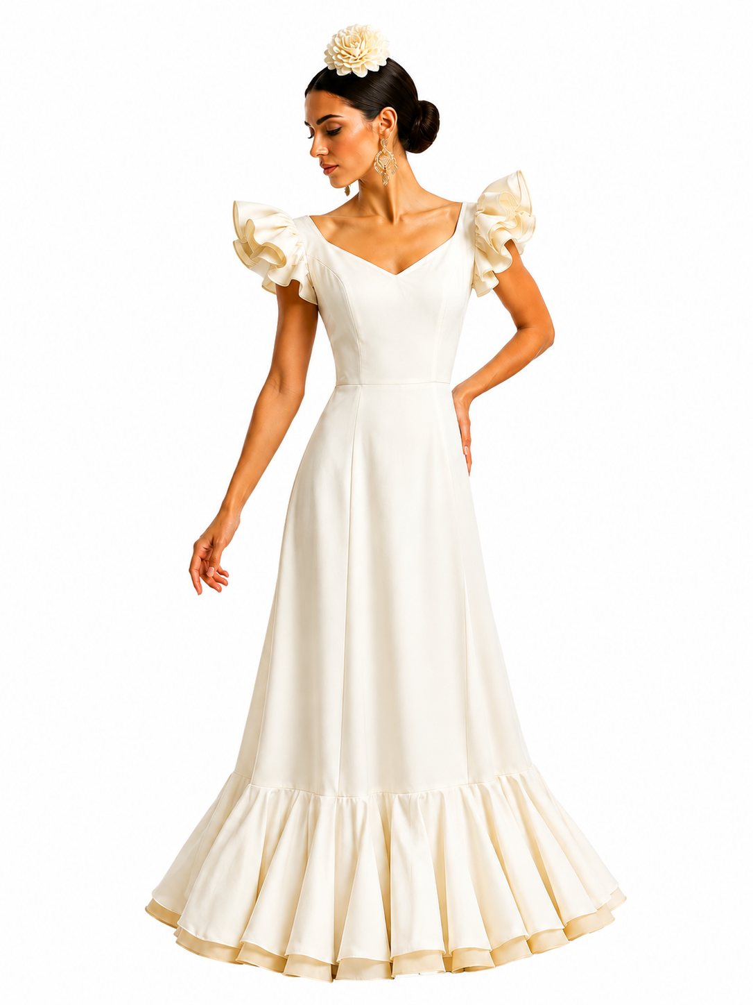 Traje flamenca princess beige - Lunares del Este