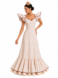 Traje flamenca princess beige lunar rojo - Lunares del Este