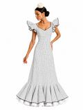 Traje flamenca princess blanco lunar negro - Lunares del Este