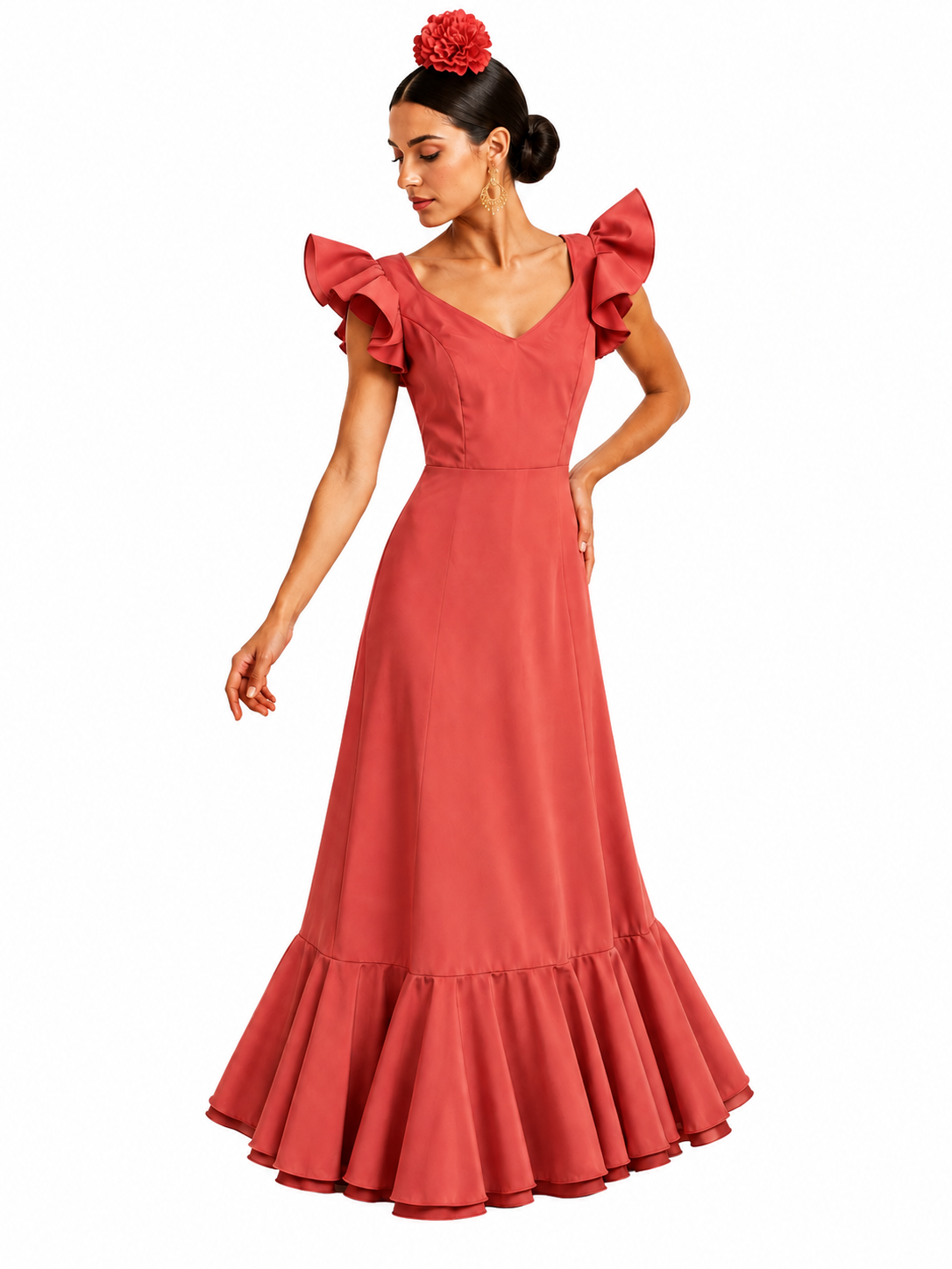 Traje flamenca princess coral - Lunares del Este