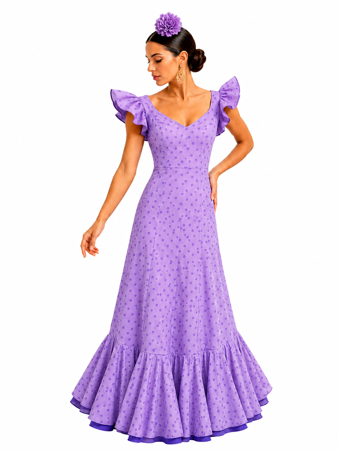 Traje flamenca princess lila lunar lila - Lunares del Este