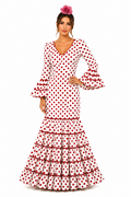 Traje flamenca rosalia blanco lunar rojo - Lunares del Este