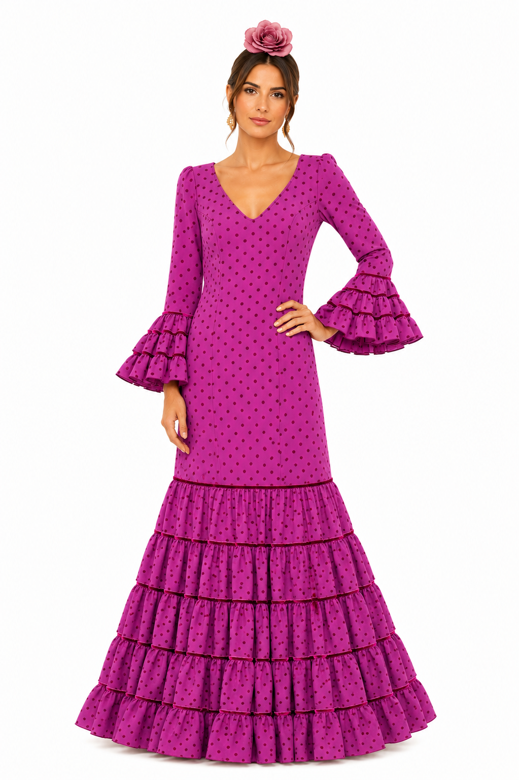 Traje flamenca rosalia buganvilla lunar buganvilla - Lunares del Este