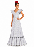 Traje flamenca niña sol blanco lunar negro - Lunares del Este