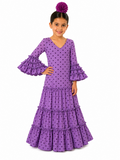 Traje flamenca niña cordoba lila lunar morado - Lunares del Este
