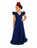 Traje flamenca niña lola marino lunar blanco - Lunares del Este