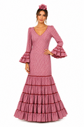 Traje flamenca rosalia rosa lunar rojo - Lunares del Este