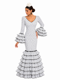 Traje flamenca sevilla blanco lunar negro - Lunares del Este