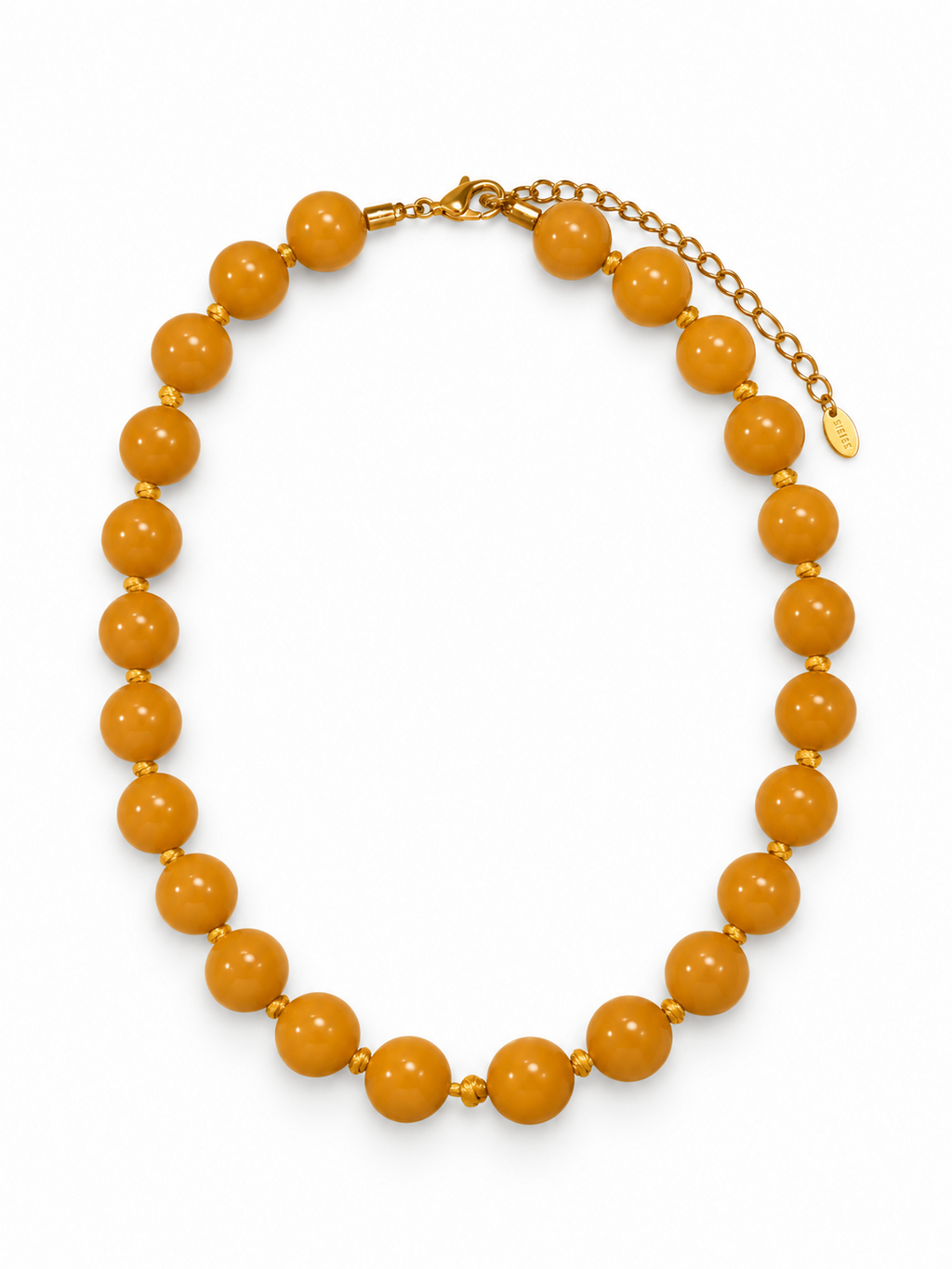 COLLAR ISA BOLAS GRANDE MOSTAZA