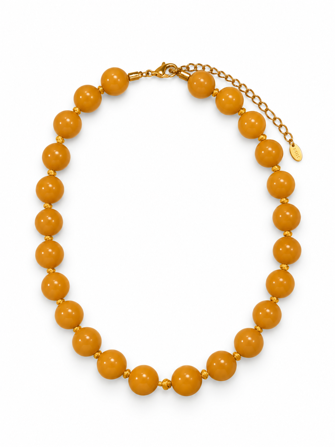 COLLAR ISA BOLAS GRANDE MOSTAZA