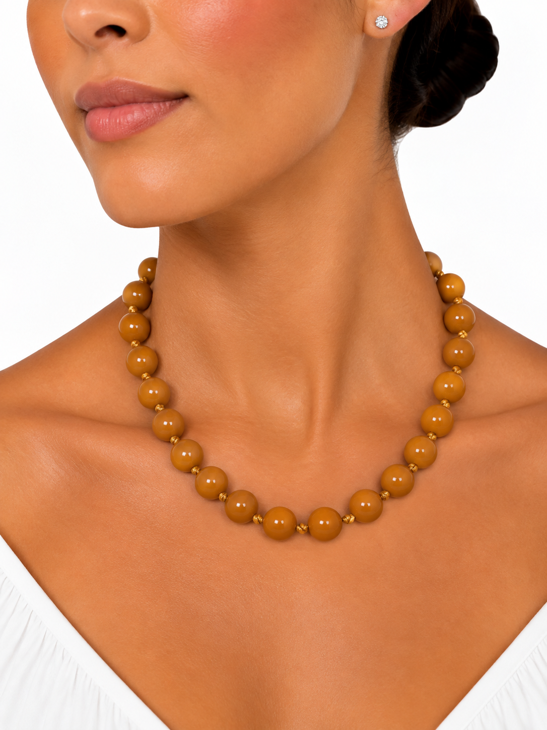 COLLAR ISA BOLAS GRANDE MOSTAZA