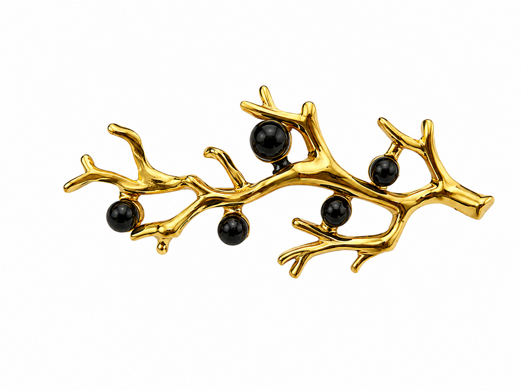 BROCHE HOJITAS BOLITAS NEGRO