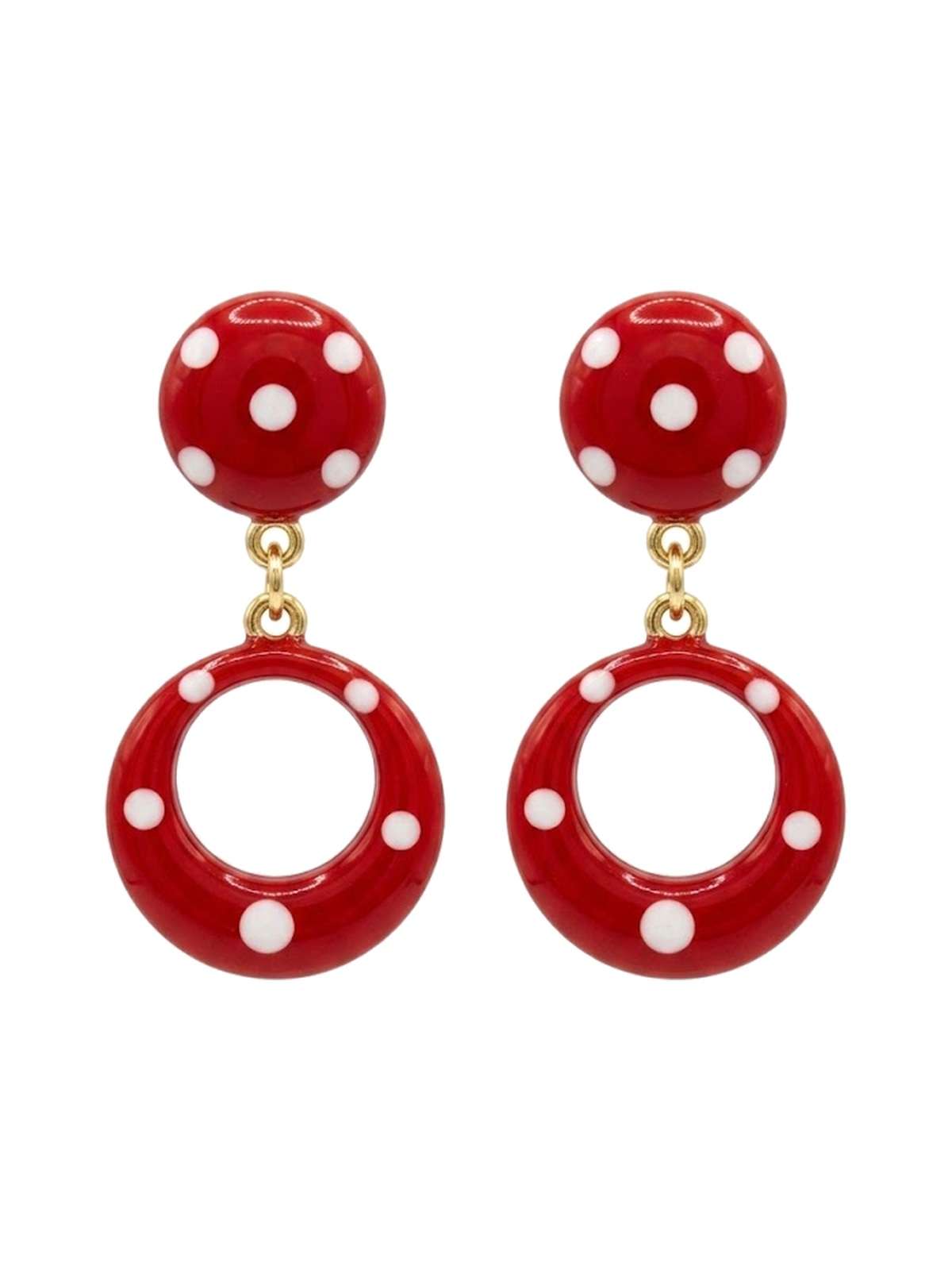 Pendiente niña círculo mini rojo blanco - Lunares del Este