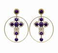PENDIENTE ARO CRUZ MORADO