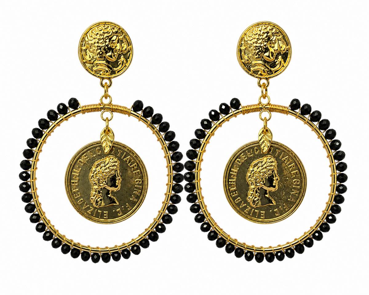 PENDIENTE ARO MONEDA NEGRO