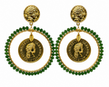 PENDIENTE ARO MONEDA VERDE
