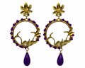 PENDIENTE CIRCULO LAGRIMA MORADO