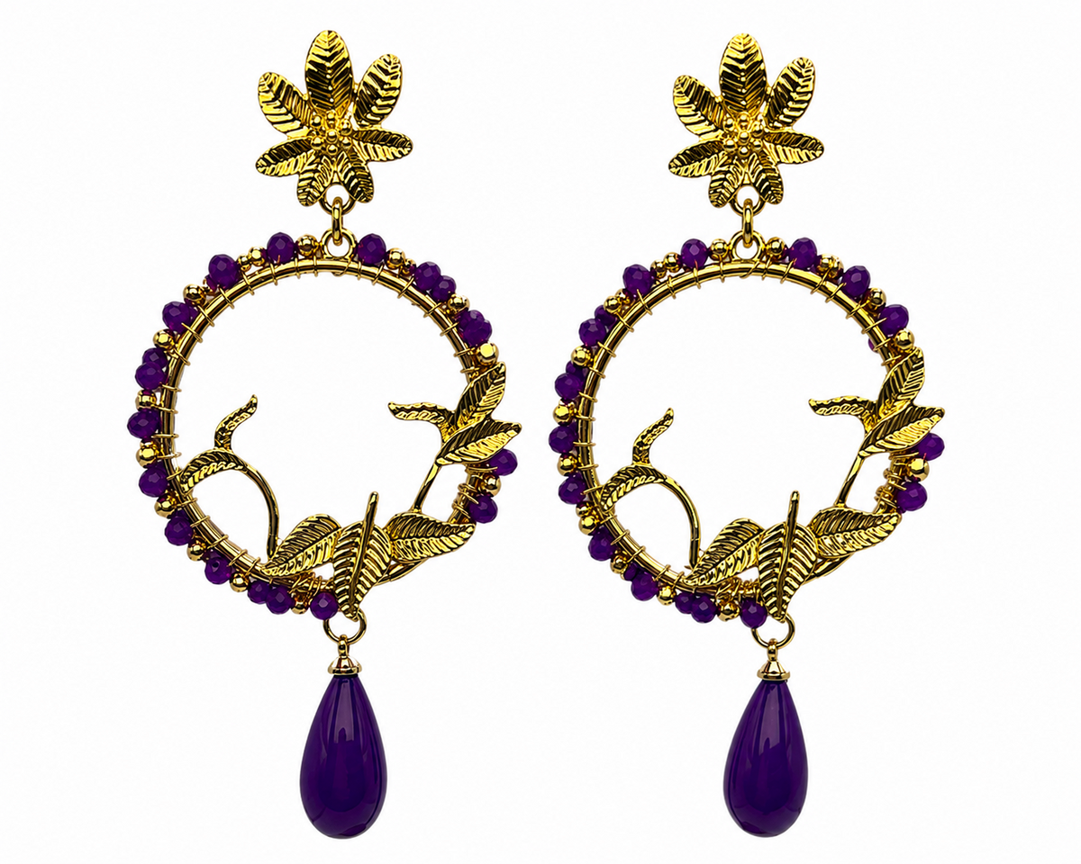PENDIENTE CIRCULO LAGRIMA MORADO