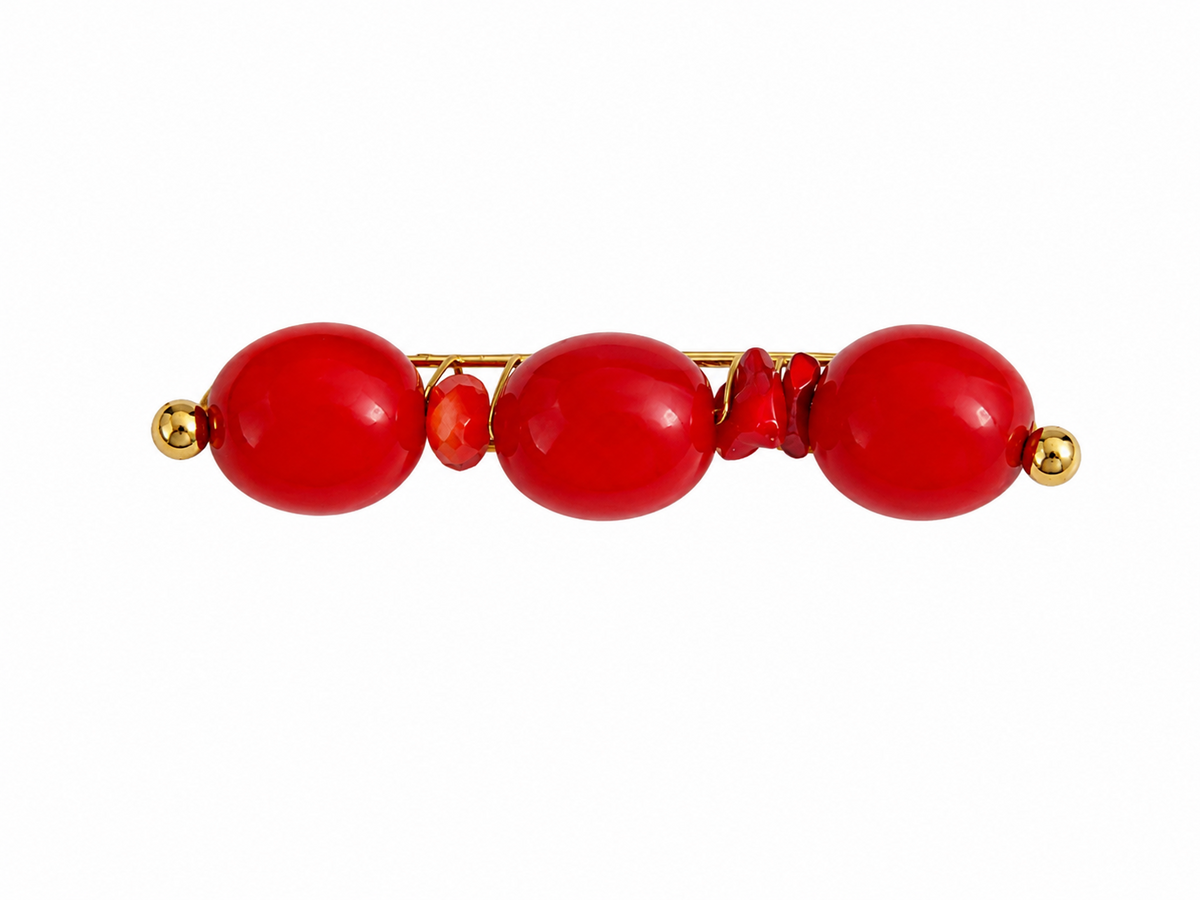 BROCHE 3 BOLAS ESTRELLA ROJO - ROJO