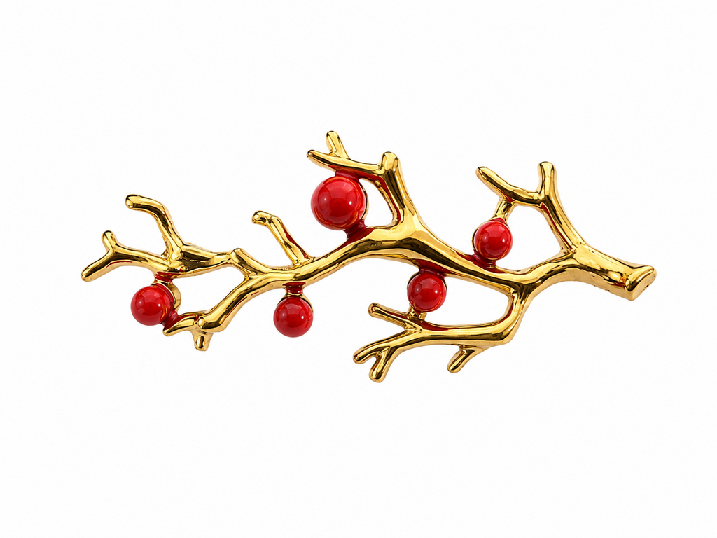 BROCHE HOJITAS BOLITAS ROJO