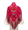 Mantón seda Araceli rojo bordado rojo - Lunares del Este